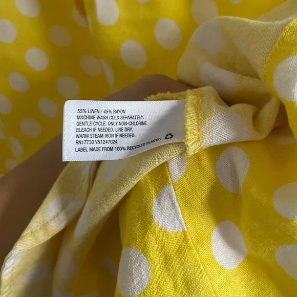 Lisa Marie Fernandez Yellow and White Polka Dot Top (XXL) - Picture 4 of 14